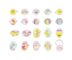 20 Anillos Ajustables de Unicornio