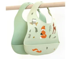 2 Baberos Silicona Forest Friends