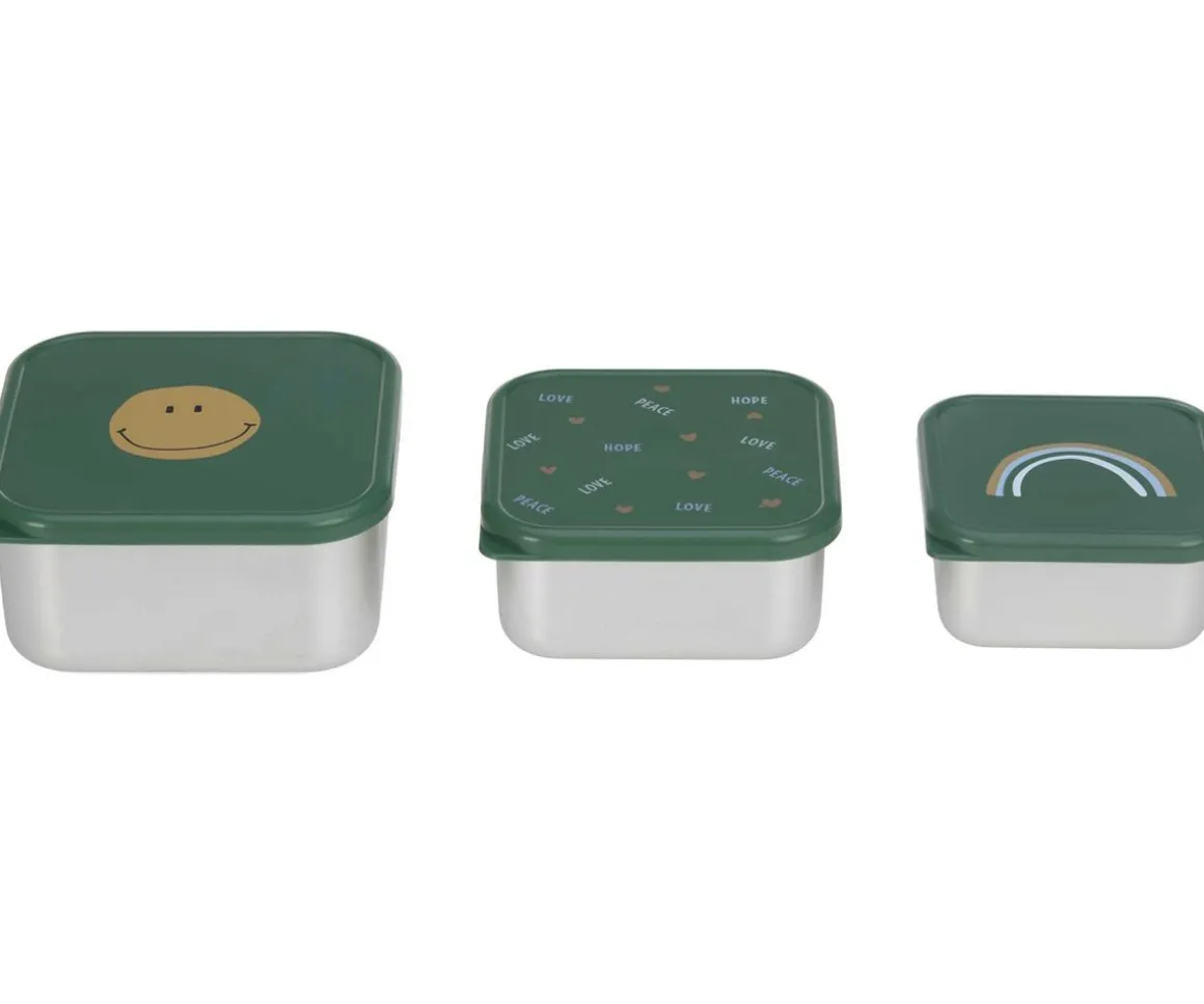 3 Cajitas Almuerzo Acero Happy Smile