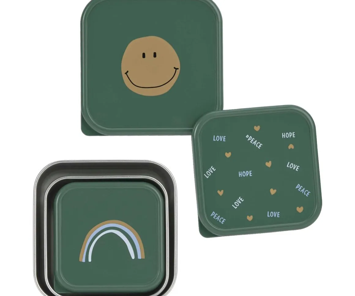 3 Cajitas Almuerzo Acero Happy Smile