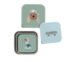 3 Cajitas Almuerzo Acero Tiny Team Dog