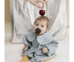 2 Chupetes BIBS Colour Round Holiday Bow Ivory/Plum