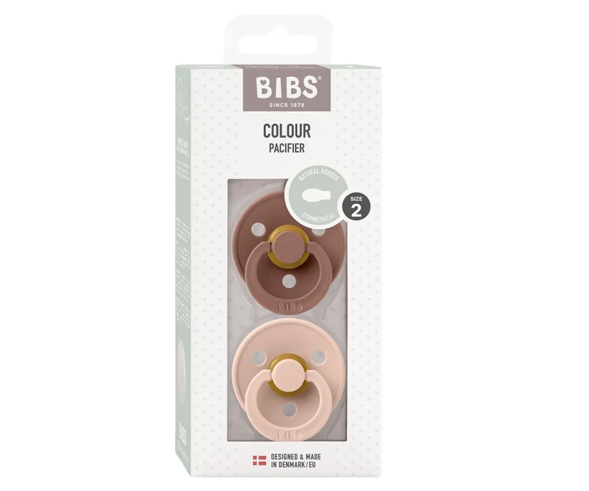 2 Chupetes BIBS Colour Simétrica Blush/Woodchuck