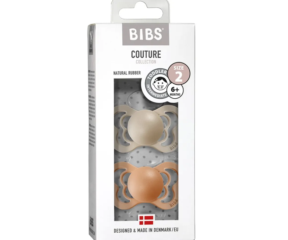 2 Chupetes BIBS Couture Vanilla/Peach Látex