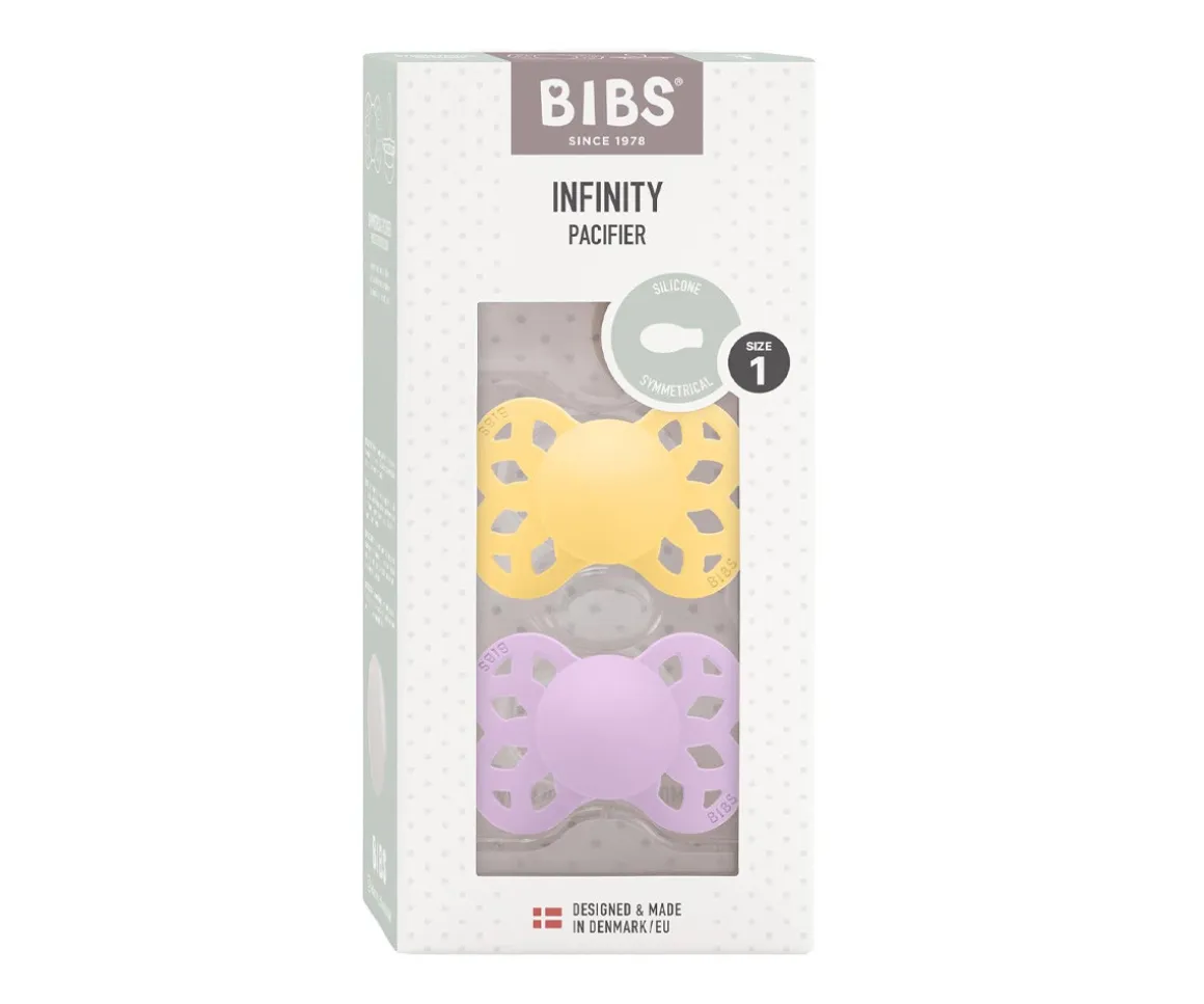 2 Chupetes BIBS Infinity Simétrica Pale Butter/Violet Sky