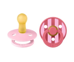 2 Chupetes BIBS Studio Colour Round Block Baby Pink Coral Mix