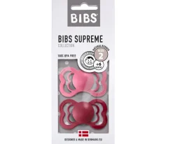 2 Chupetes BIBS Supreme Coral/Ruby Látex