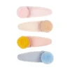 4 Clips de Pelo con Pompones Pastel