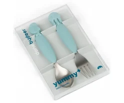 2 Cubiertos Antideslizantes Yummyplus Sea Friends Azul