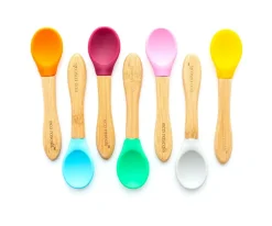 3 Cucharas Bambú Azul Verde Gris
