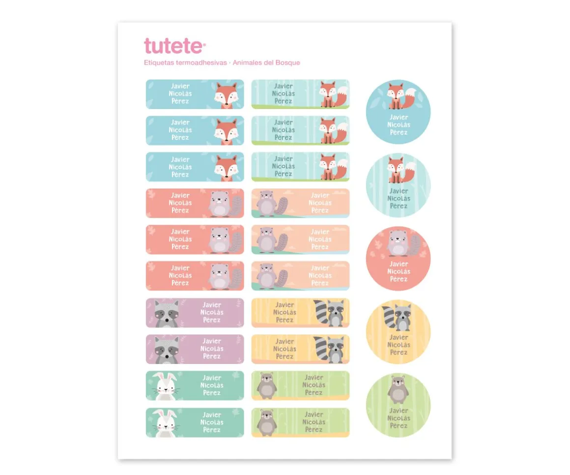 25 Etiquetas para Ropa Animales de Bosque