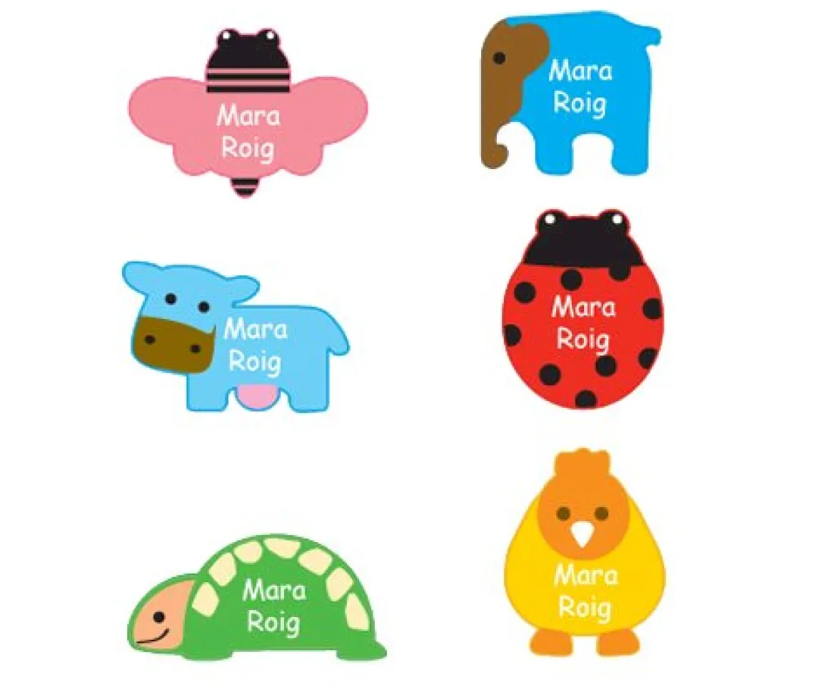 6 Etiquetas para Ropa Animales siluetas