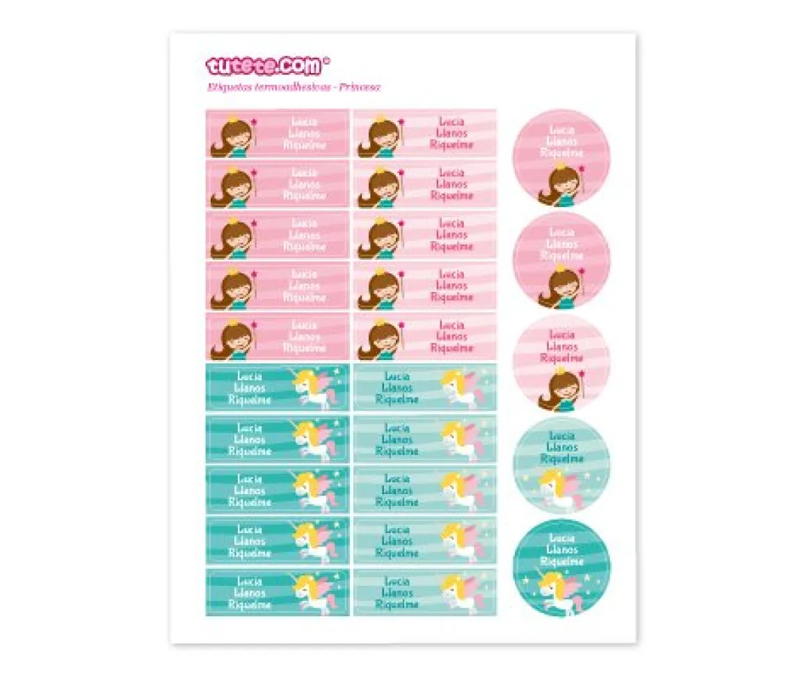 25 Etiquetas para Ropa Princesa