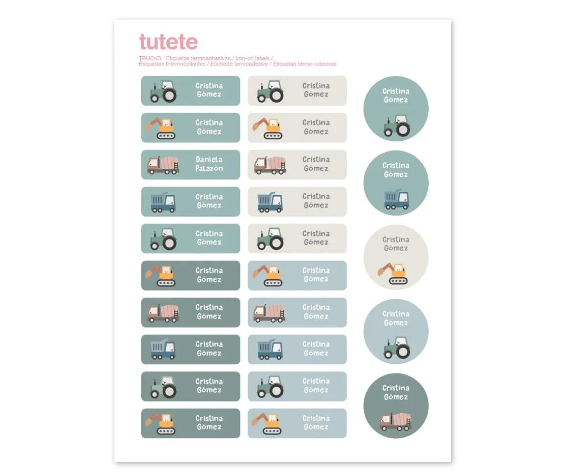 25 Etiquetas para Ropa Trucks