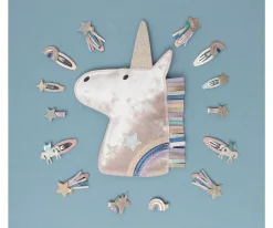 8 Mini Pinzas de Pelo Celeste Unicorn