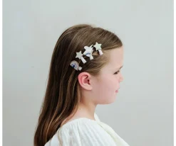 8 Mini Pinzas de Pelo Celeste Unicorn