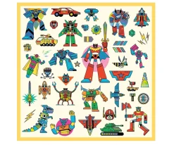 160 Pegatinas Metalizadas Robots