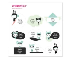 30 Pegatinas para Objetos Esther Gili Blanco y Negro