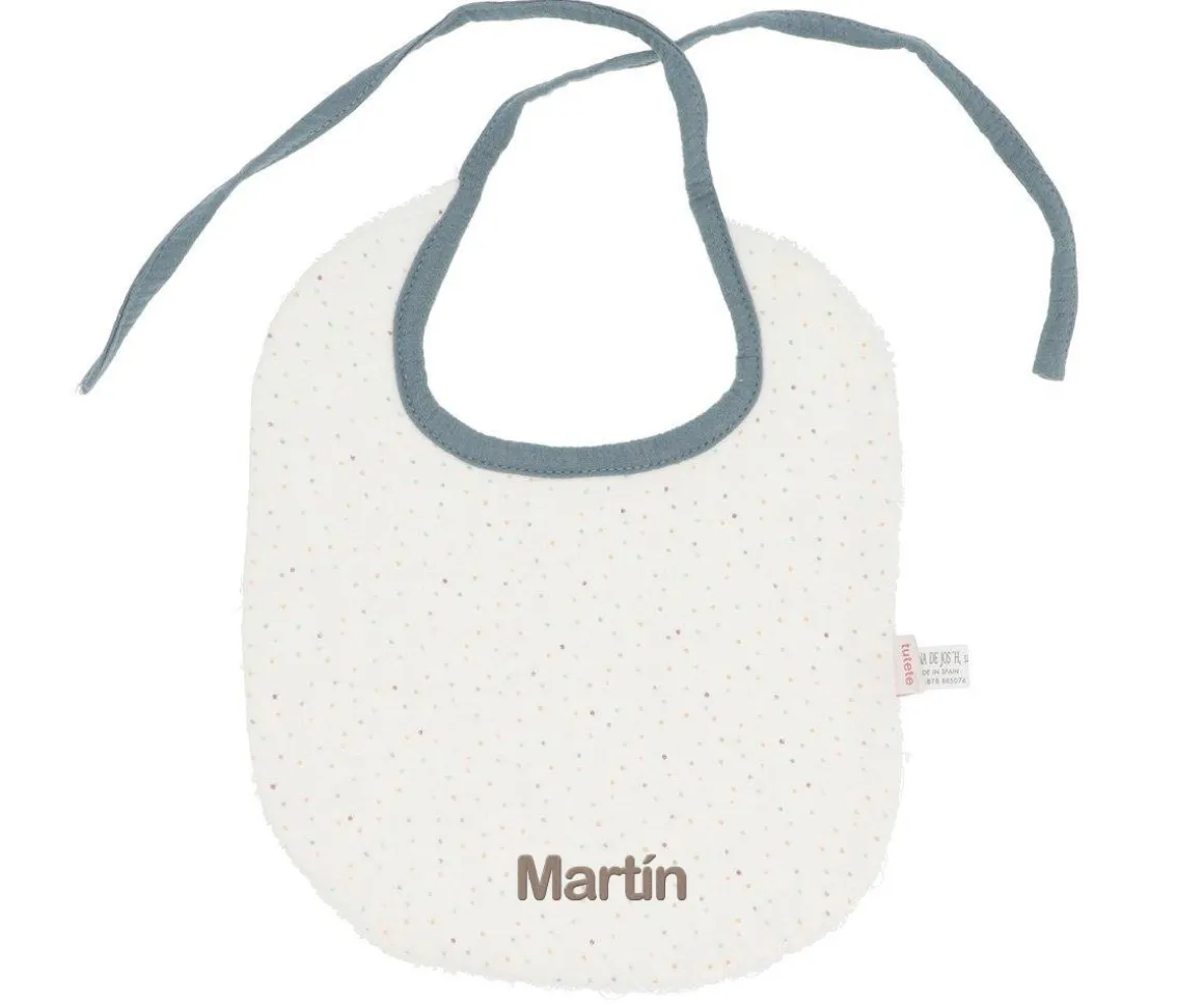 Babero Algodón Rainbow Dots Azul Personalizable