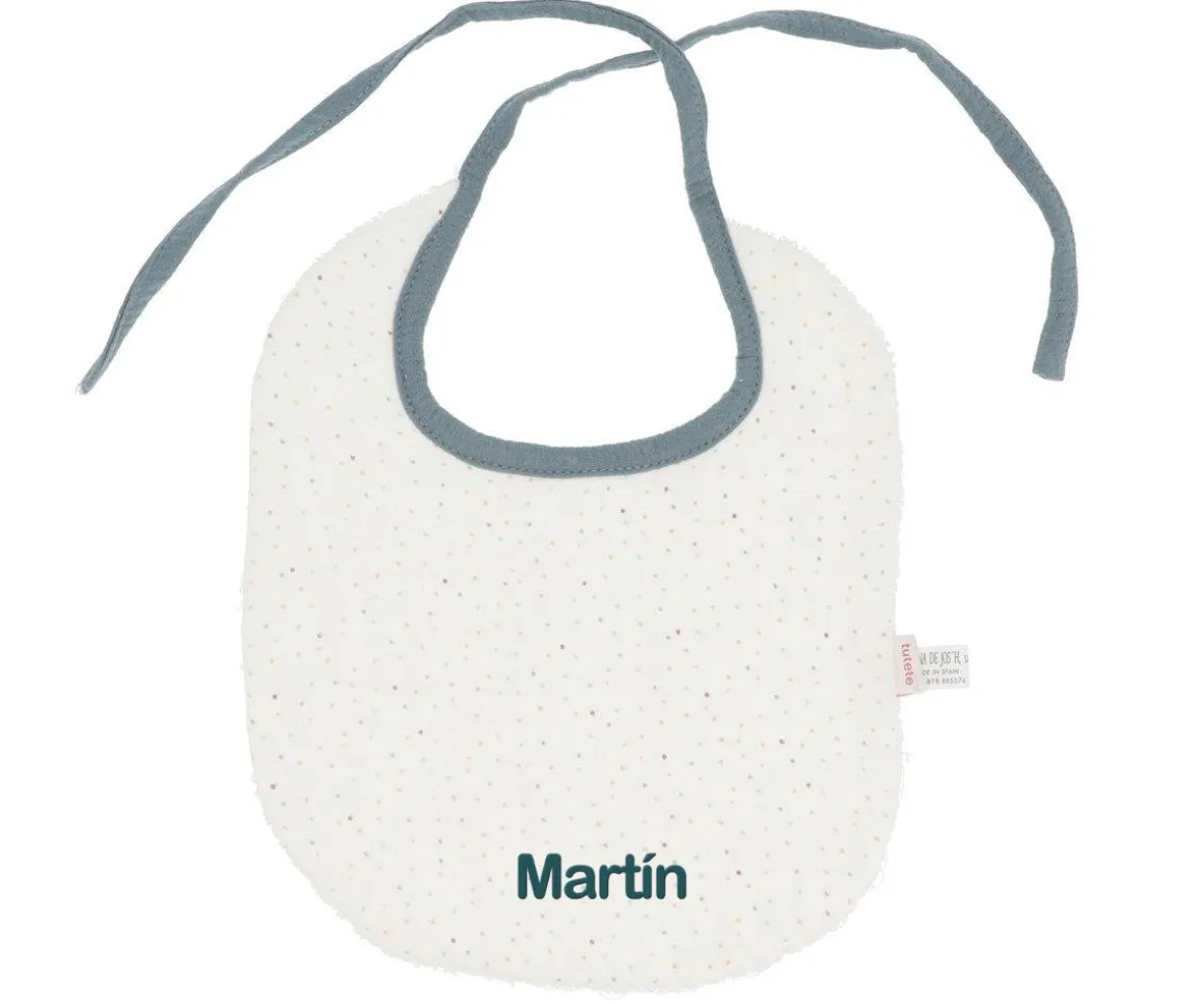 Babero Algodón Rainbow Dots Azul Personalizable