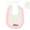 Babero Algodón Volante Rainbow Dots Rosa Personalizable