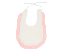 Babero Algodón Volante Rainbow Dots Rosa Personalizable