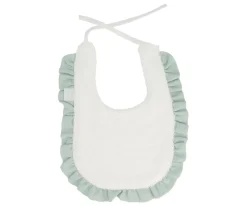 Babero Algodón Volante Rainbow Dots Verde Personalizable