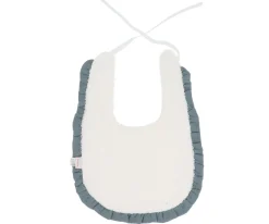 Babero Algodón Volante Rainbow Dots Azul Personalizable