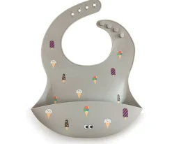 Babero de Silicona Ice Cream-Grey