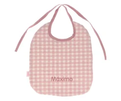 Babero Vichy Rosa Personalizable