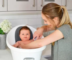 Bañera Shnuggle Blanca Respaldo Gris Estrellitas