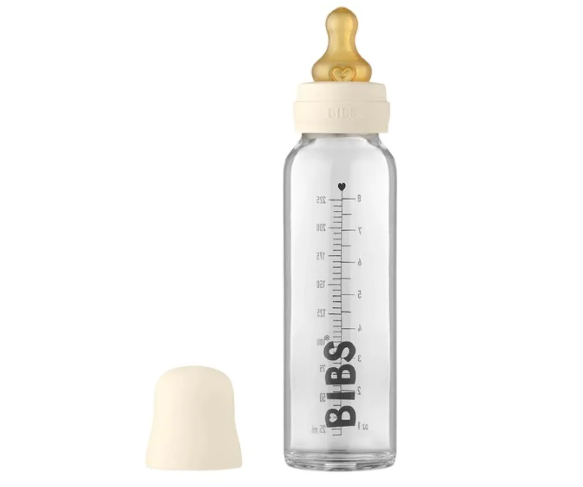 Biberón Cristal BIBS Ivory 225ml + Funda Biberón Regalo