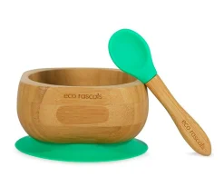 Bol Bambú Verde Eco con Cuchara