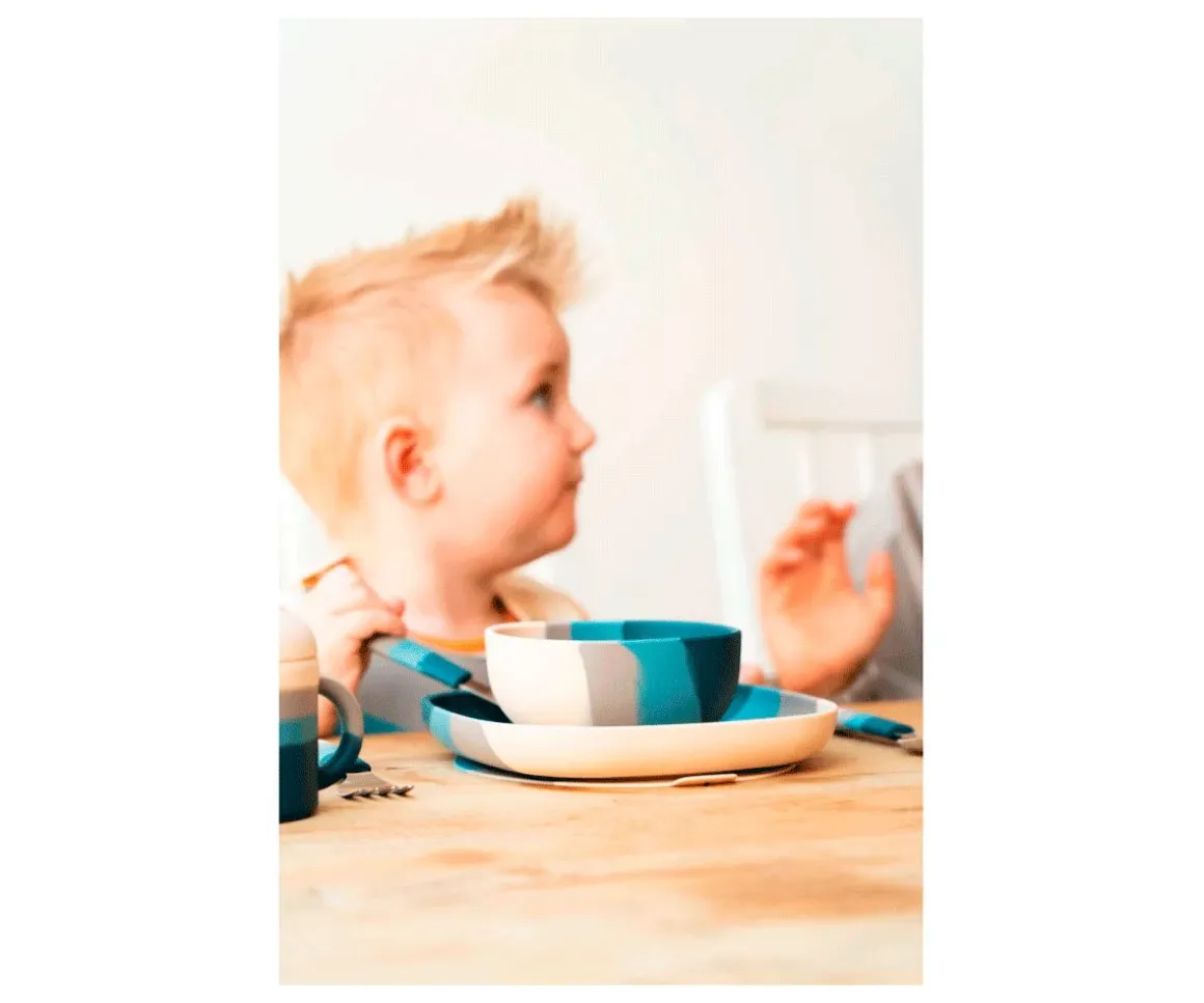 Bol con Ventosa Color Splash Desert Teal Ombre