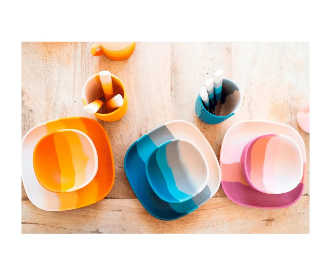 Bol con Ventosa Color Splash Desert Teal Ombre