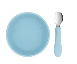 Bol Silicona + Cuchara Acero Sky Blue