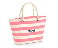 Bolsa de Playa Nautical Natural-Rosa Personalizable