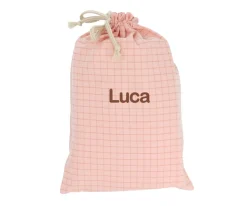 Bolsa Merienda Nordic Check Blush Personalizable