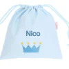Bolsa Merienda Personalizada Piqué Corona Azul