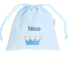 Bolsa Merienda Personalizada Piqué Corona Azul