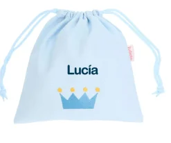 Bolsa Merienda Personalizada Piqué Corona Azul