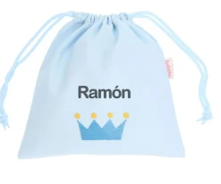 Bolsa Merienda Personalizada Piqué Corona Azul