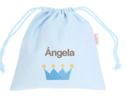 Bolsa Merienda Personalizada Piqué Corona Azul