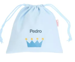 Bolsa Merienda Personalizada Piqué Corona Azul