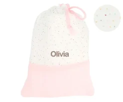 Bolsa Merienda Rainbow Dots Rosa Personalizable