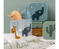 Botella Plástico con Pajita Croco Green