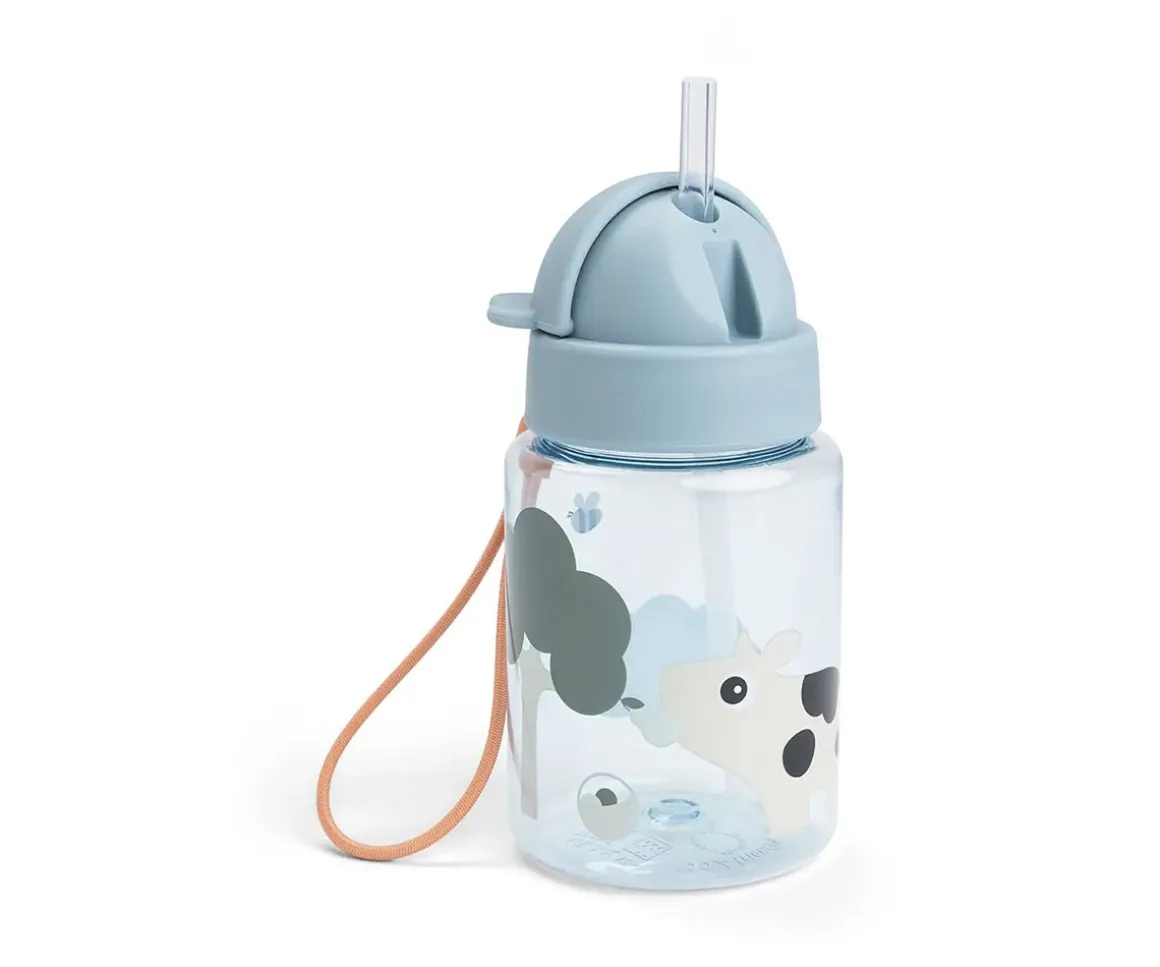 Botella Plástico con Pajita Tiny Farm Blue