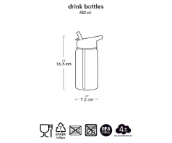 Botella Plástico con Pajita Personalizable 450ml Cherries