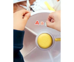 Caja Almuerzo Snack Spinner Flip, Correa de Mano y Hoja de Pegatinas Macaron Blue