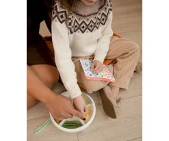 Caja Almuerzo Snack Spinner Flip, Correa de Mano y Hoja de Pegatinas Macaron Blue